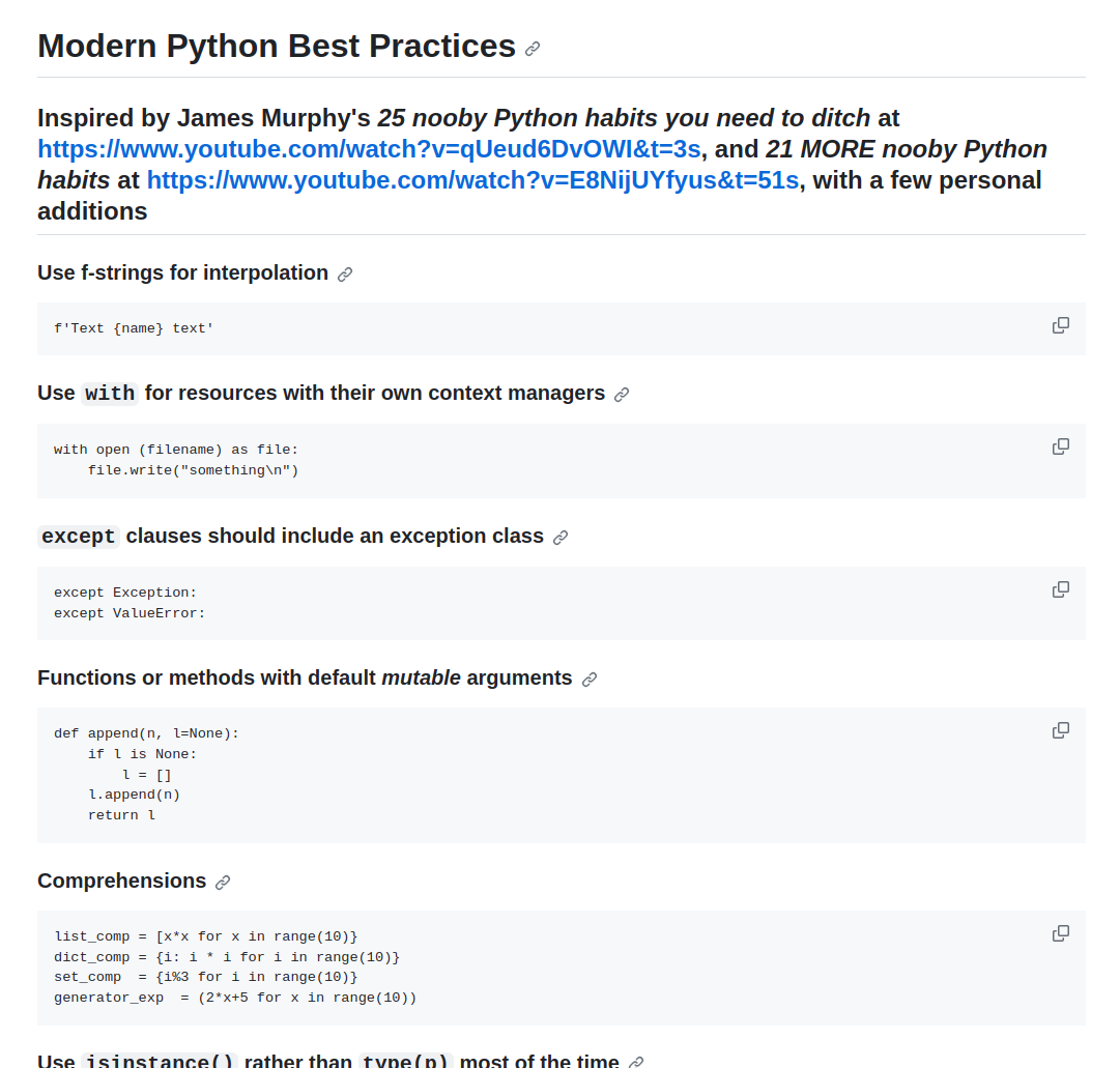 Screenshot of Modern Python best practices